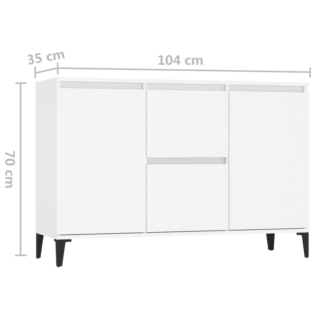 Credenza Bianca 102x35x70 cm in Legno Multistrato 806112