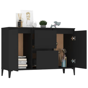 Credenza-Buffet-Armadio da cucina Nera 102x35x70 cm in Legno Multistrato