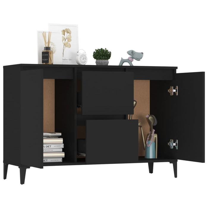 Credenza-Buffet-Armadio da cucina Nera 102x35x70 cm in Legno Multistrato