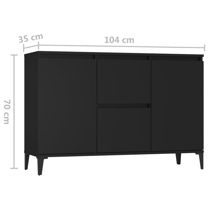 Credenza Nera 102x35x70 cm in Legno Multistrato 806113