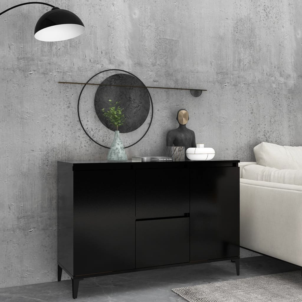 Credenza Nera 102x35x70 cm in Legno Multistrato 806113