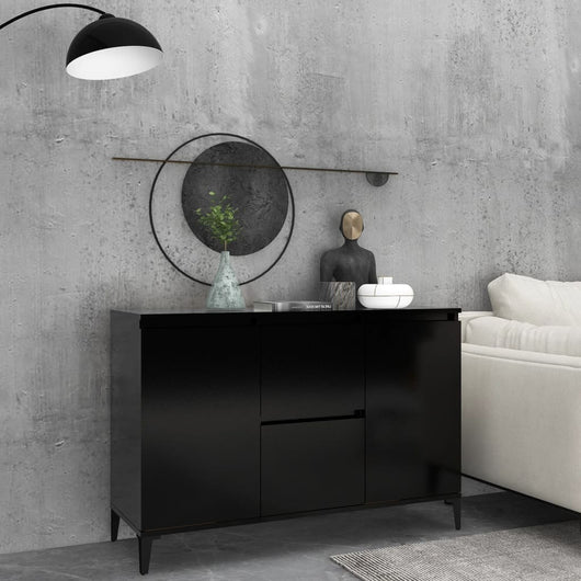 Credenza Nera 102x35x70 cm in Legno Multistrato 806113