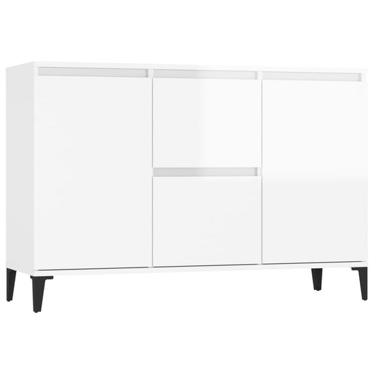 Credenza Bianco Lucido 102x35x70 cm in Legno Multistrato 806118