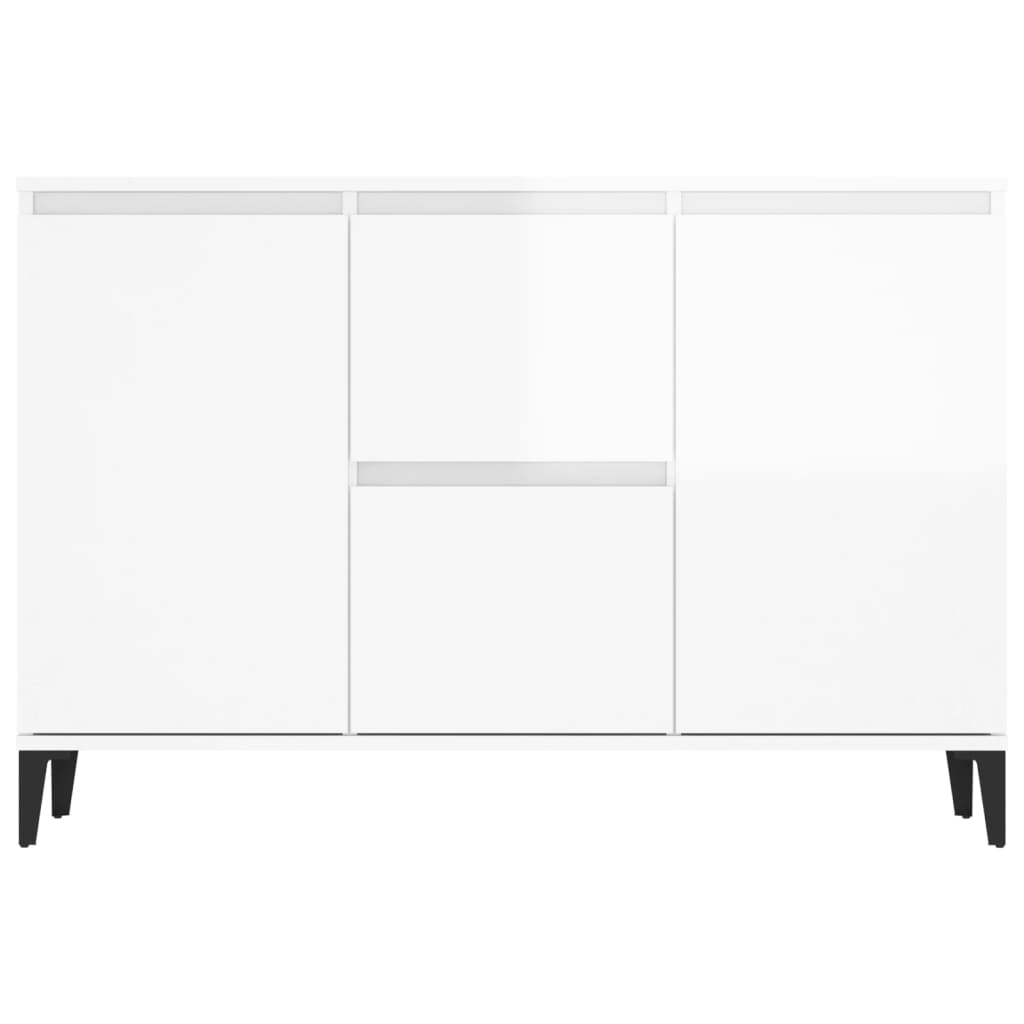Credenza Bianco Lucido 102x35x70 cm in Legno Multistrato 806118