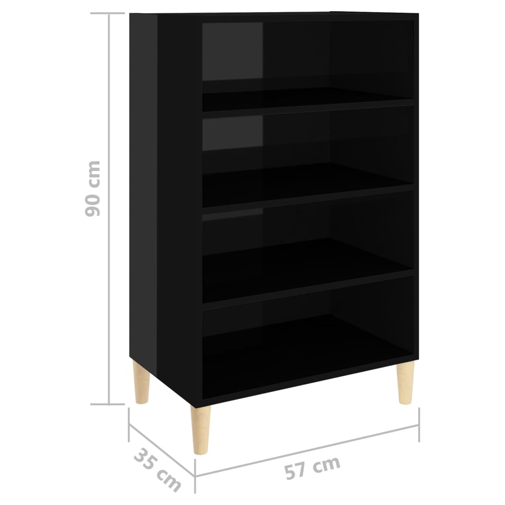 Credenza Nero Lucido 57x35x90 cm in Truciolato cod mxl 18119