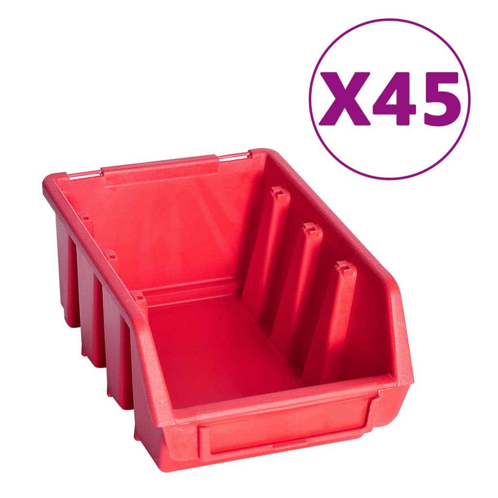 Kit Contenitori 96 pz con Pannelli a Parete Rosso e Nero