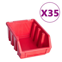Kit Contenitori 141 pz con Pannelli a Parete Rosso e Nero
