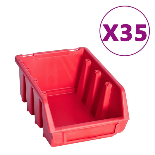 Kit Contenitori 141 pz con Pannelli a Parete Rosso e Nero 150814