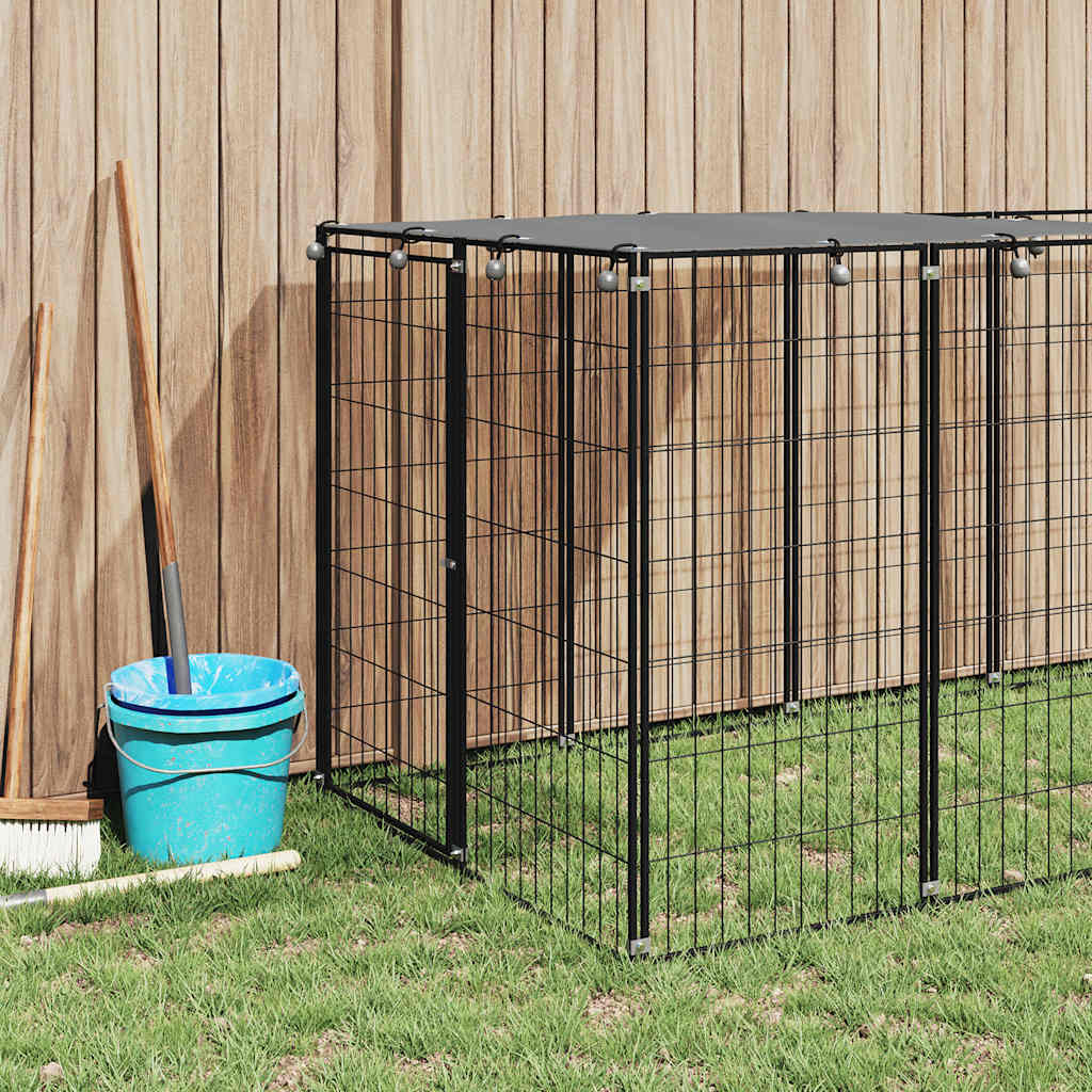 Gabbia per Cani Nera 330x110x110 cm in Acciaio 150782
