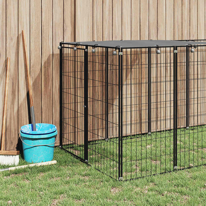 Gabbia per Cani Nera 330x110x110 cm in Acciaio 150782