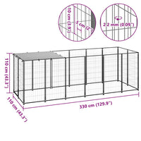Gabbia per Cani Nera 330x110x110 cm in Acciaio 150782