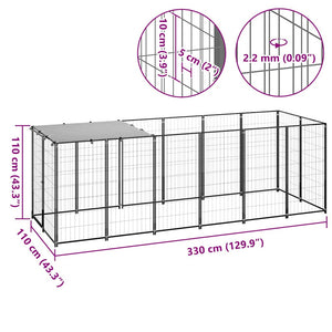 Gabbia per Cani Nera 330x110x110 cm in Acciaio 150782