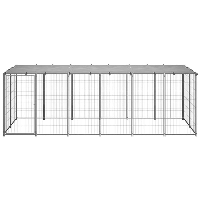 Cuccia da esterno gabbia recinto parco animali cane argento 330 x 110 x 110 cm acciaio 02_0000270