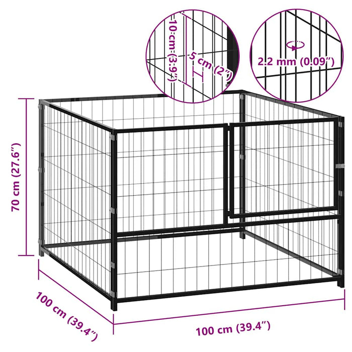 Gabbia per Cani Nera 100x100x70 cm in Acciaio cod mxl 49328
