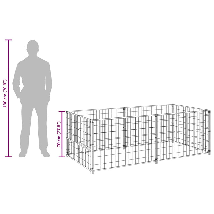 Gabbia per Cani Nera 200x100x70 cm in Acciaio 150790