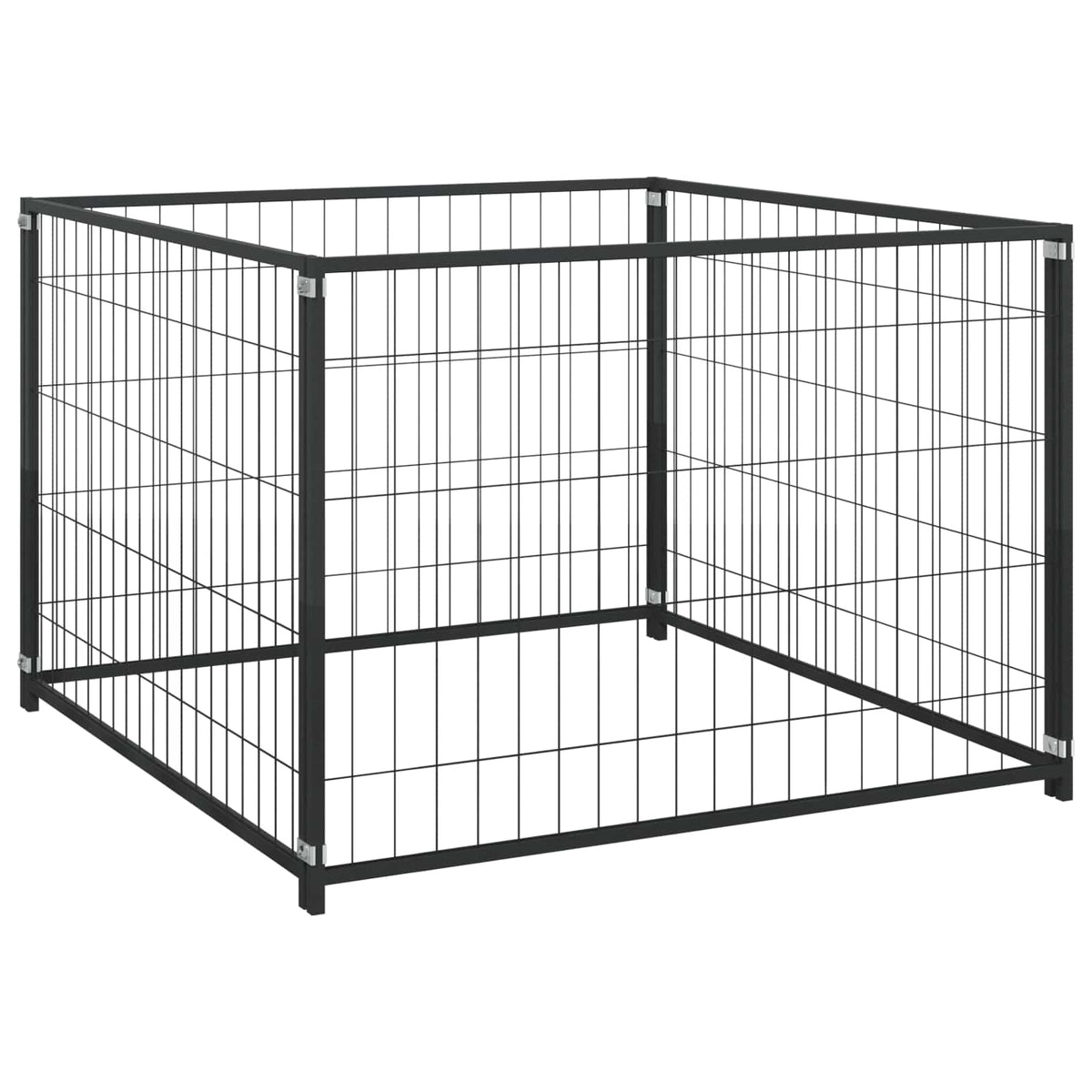 Gabbia per Cani Nera 300x100x70 cm in Acciaio 150791