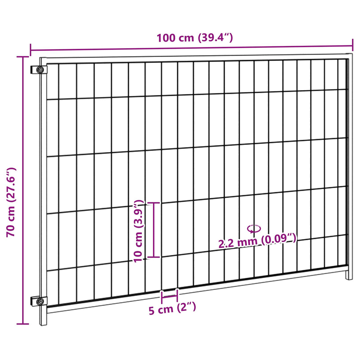 Gabbia per Cani Nera 300x100x70 cm in Acciaio 150791