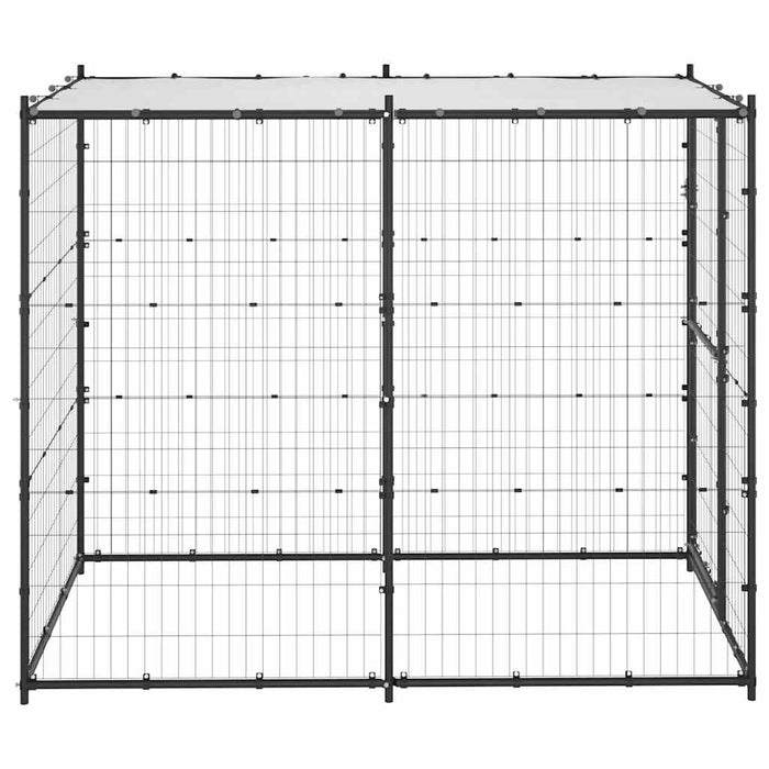 Gabbia per Cani da Esterno in Acciaio con Tetto 110x220x180 cm 150795