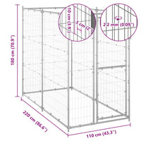 Gabbia per Cani da Esterno in Acciaio Zincato 110x220x180 cm cod mxl 59961