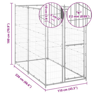 Gabbia per Cani da Esterno in Acciaio Zincato 110x220x180 cm 150801