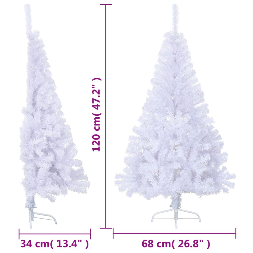 Albero di Natale Artificiale Metà con Supporto Bianco 120cm PVC 328417