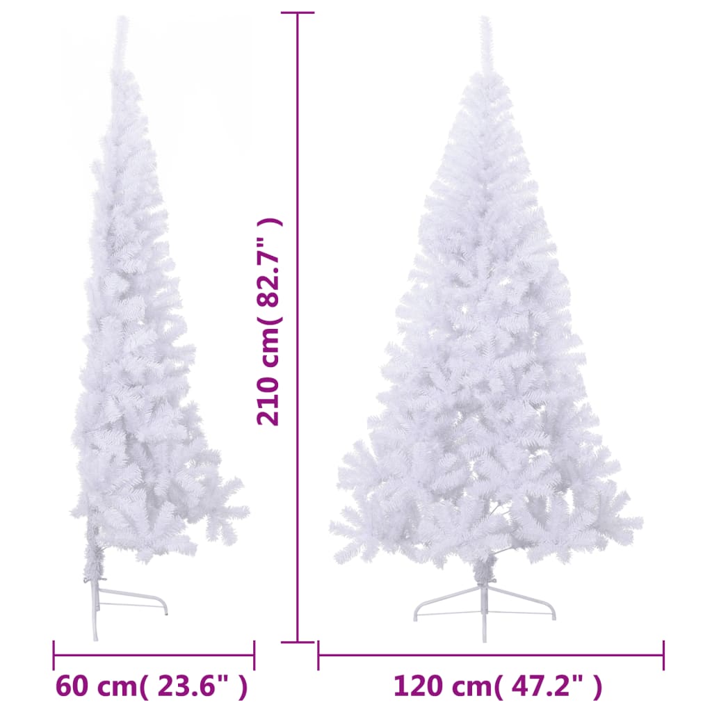 Albero di Natale Artificiale Metà con Supporto Bianco 210cm PVC 328420