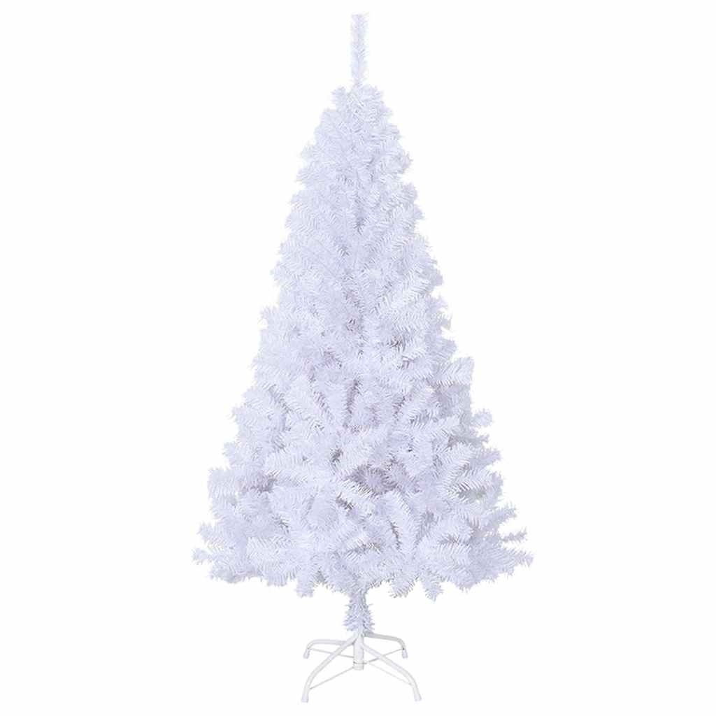Albero di Natale Artificiale-Albero Natalizio con Rami Spessi Bianco 120 cm PVC