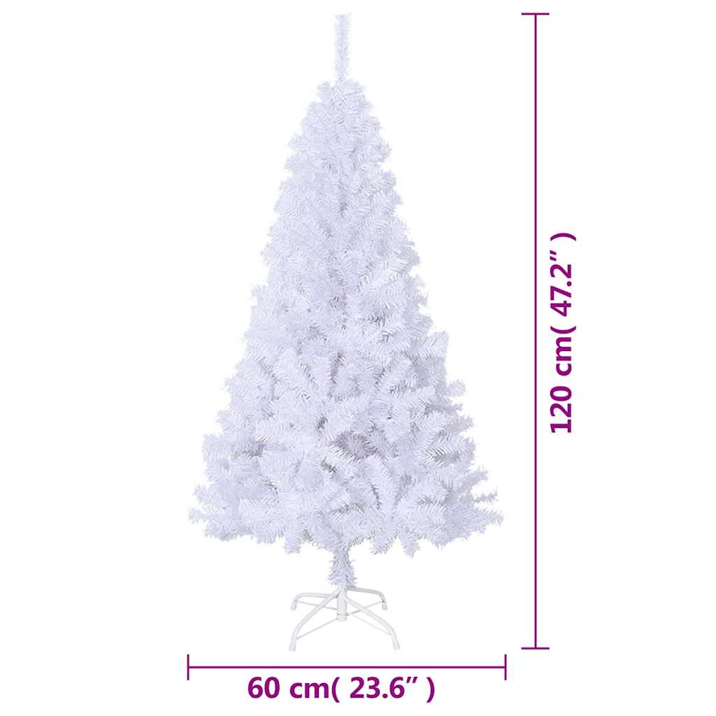 Albero di Natale Artificiale-Albero Natalizio con Rami Spessi Bianco 120 cm PVC
