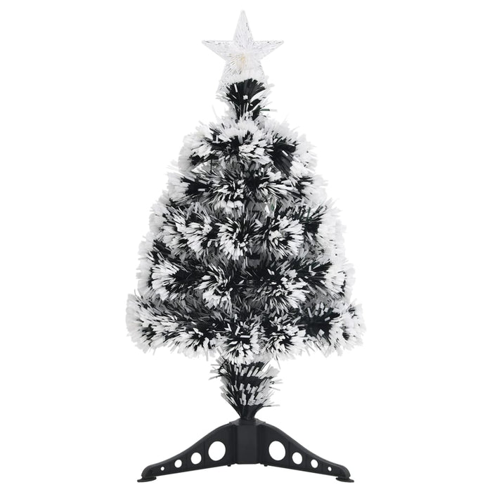 Albero di Natale Preilluminato-Decorazioni natalizie Verde e Bianco 64cm Fibra Ottica