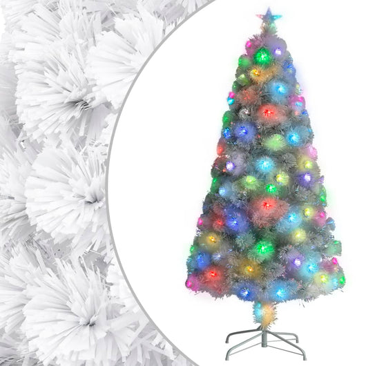 Albero Natale Artificiale con LED Bianco 120 cm Fibra Ottica
