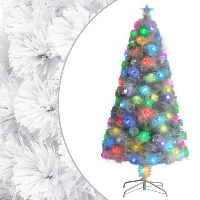 Albero Natale Artificiale con LED Bianco 120 cm Fibra Ottica