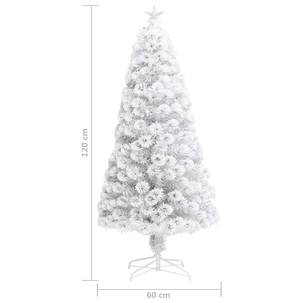 Albero Natale Artificiale con LED Bianco 120 cm Fibra Ottica