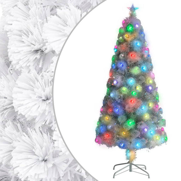 Albero Natale Artificiale con LED Bianco 150 cm in Fibra Ottica