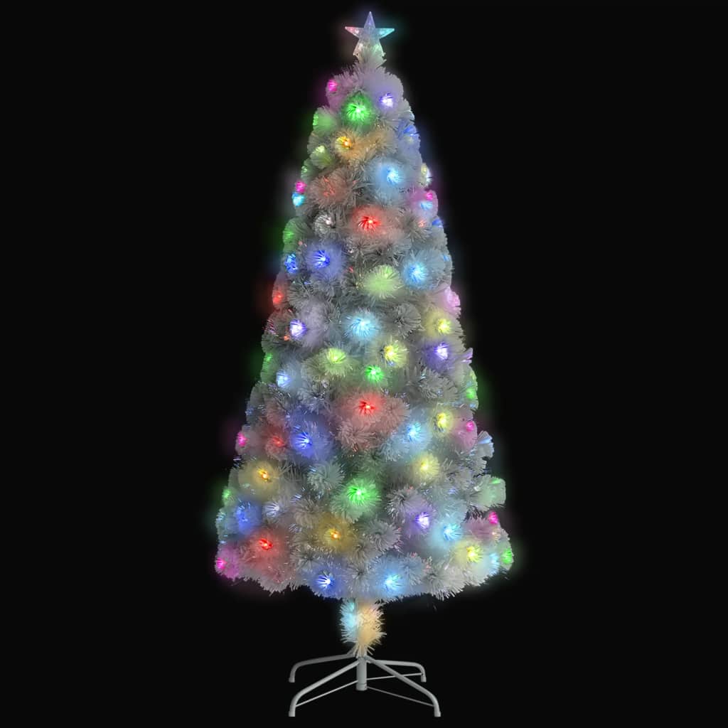Albero Natale Artificiale con LED Bianco 150 cm in Fibra Ottica