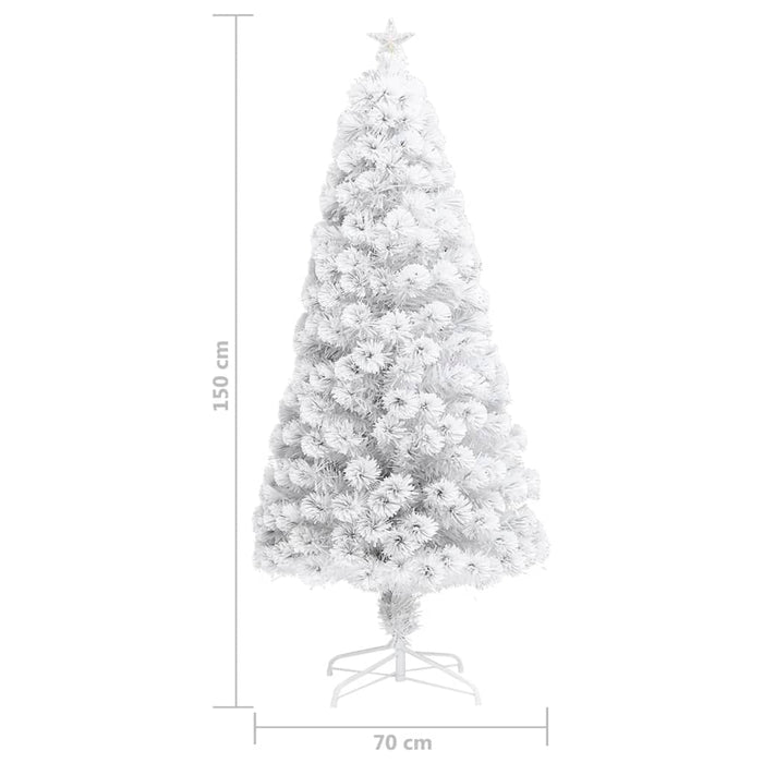 Albero Natale Artificiale con LED Bianco 150 cm in Fibra Ottica