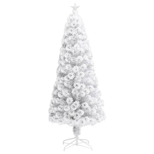 Albero Natale Artificiale LED Bianco 180 cm Fibra Ottica