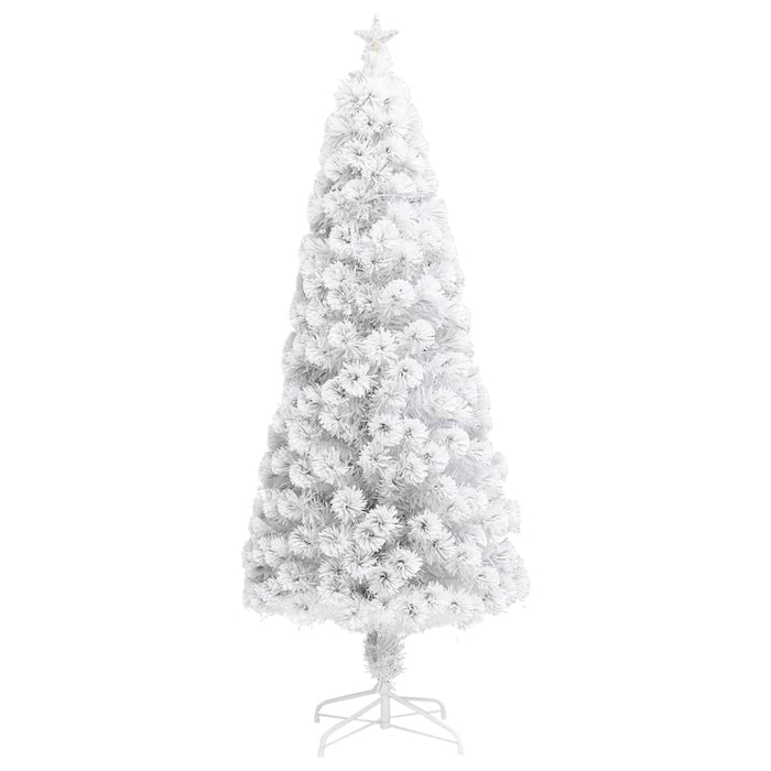Albero Natale Artificiale LED Bianco 180 cm Fibra Ottica