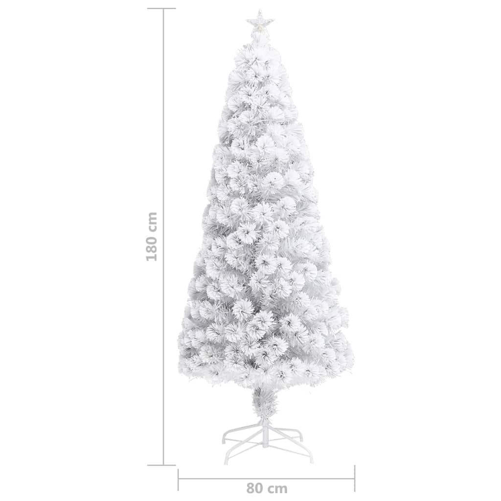 Albero Natale Artificiale LED Bianco 180 cm Fibra Ottica