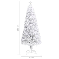 Albero Natale Artificiale LED Bianco 180 cm Fibra Ottica