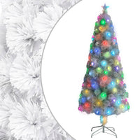 Albero Natale Artificiale LED Bianco 210 cm Fibra Ottica