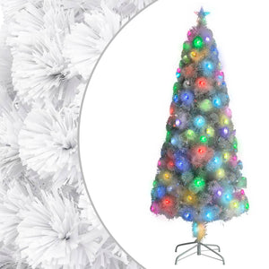 Albero Natale Artificiale LED Bianco 210 cm Fibra Ottica
