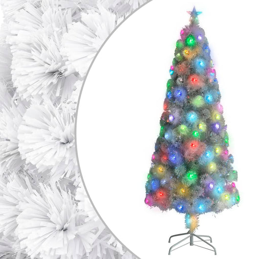 Albero Natale Artificiale LED Bianco 210 cm Fibra Ottica