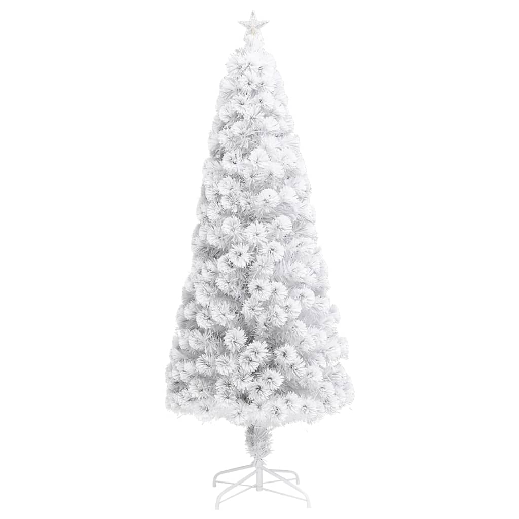 Albero Natale Artificiale LED Bianco 210 cm Fibra Ottica