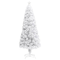 Albero Natale Artificiale LED Bianco 210 cm Fibra Ottica
