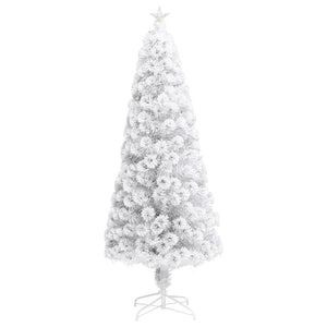 Albero Natale Artificiale LED Bianco 210 cm Fibra Ottica