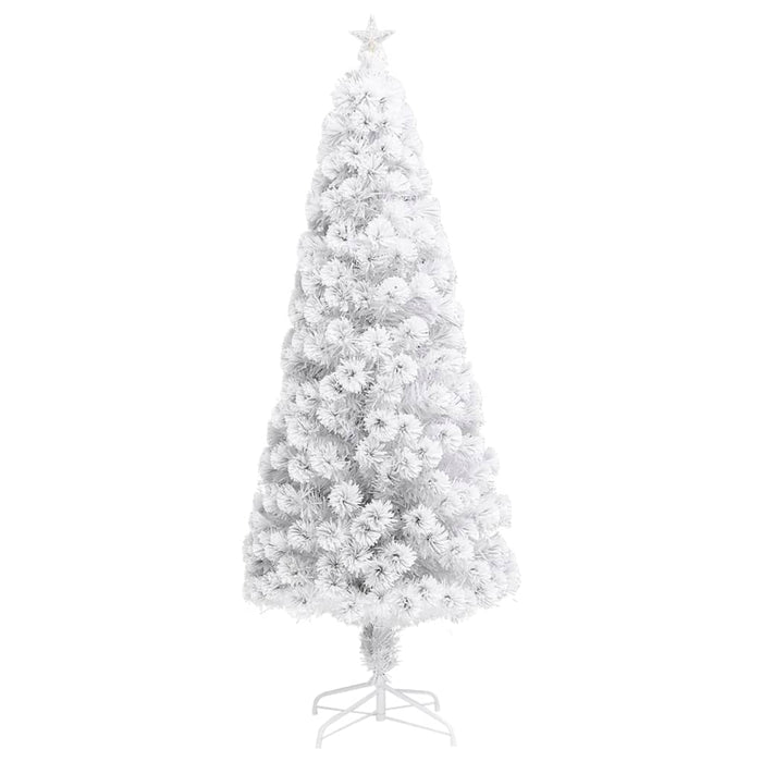 Albero Natale Artificiale LED Bianco 210 cm Fibra Ottica