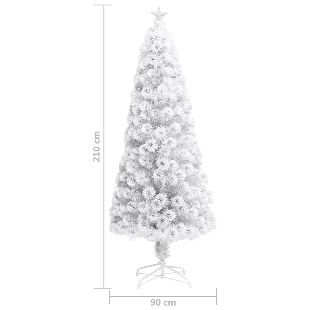 Albero Natale Artificiale LED Bianco 210 cm Fibra Ottica
