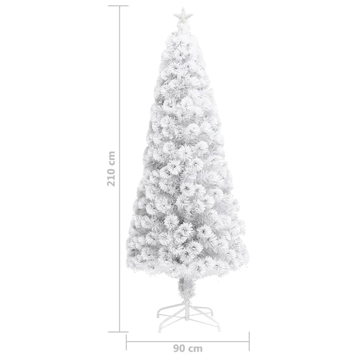 Albero Natale Artificiale LED Bianco 210 cm Fibra Ottica