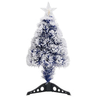 Albero Natale Preilluminato Bianco e Blu 64 cm in Fibra Ottica 328454