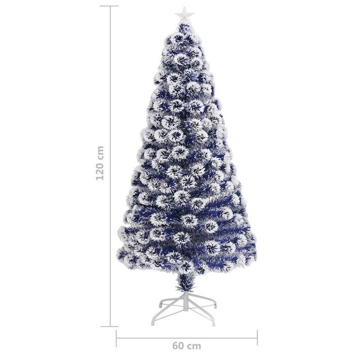 Albero Natale Artificiale LED Bianco e Blu 120 cm Fibra Ottica